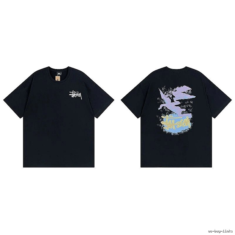 Stussy Black Spider Graphic T-Shirt Training Look Logo