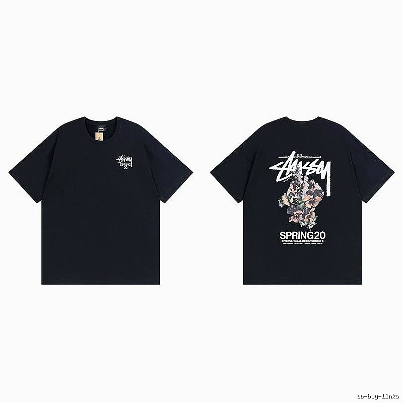 Stussy Black Spider Graphic T-Shirt Warm Weather Logo