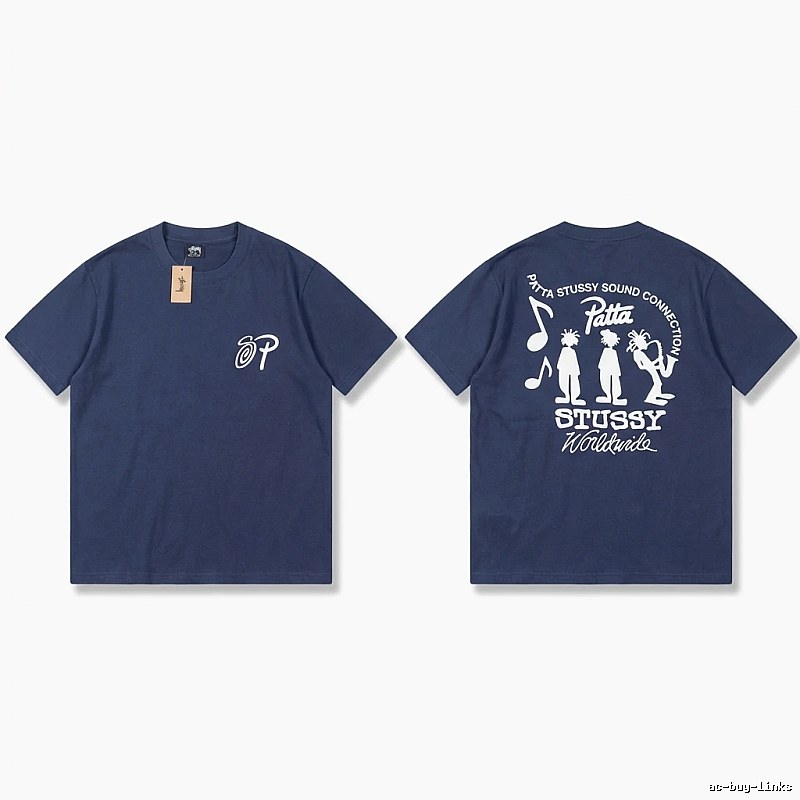 Stussy Co-branded Hip-hop Style Navy Blue T-shirt