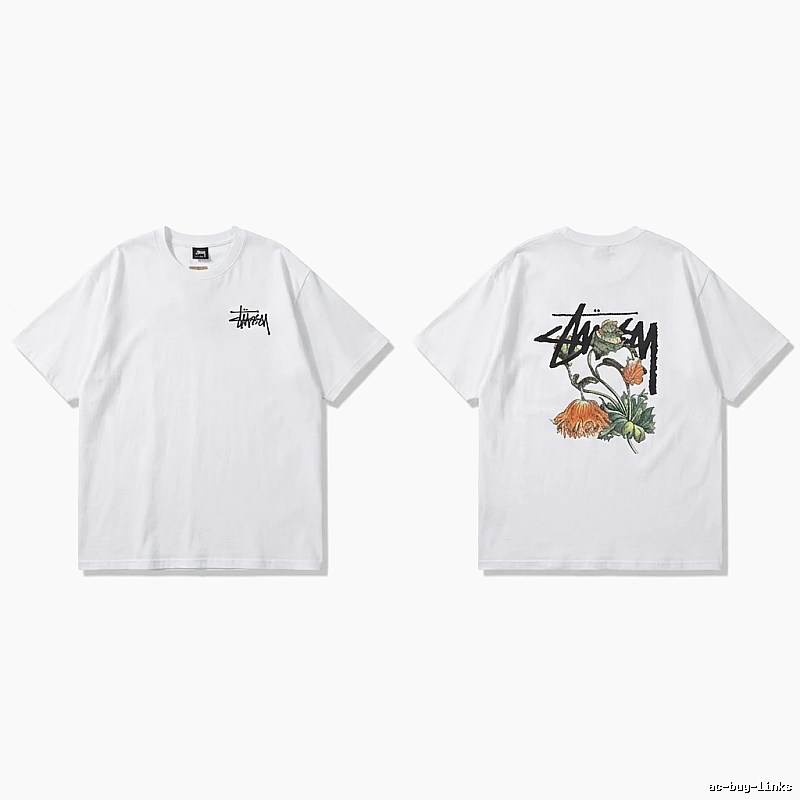 Stussy Floral Print White T-shirt