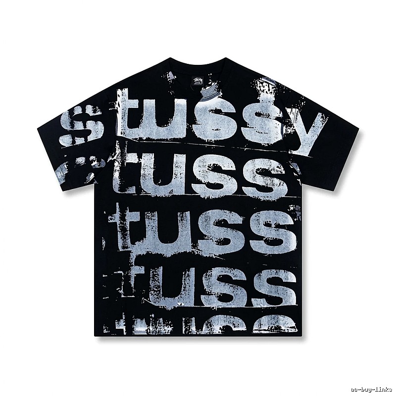 Stussy graffiti-style black T-shirt with letters