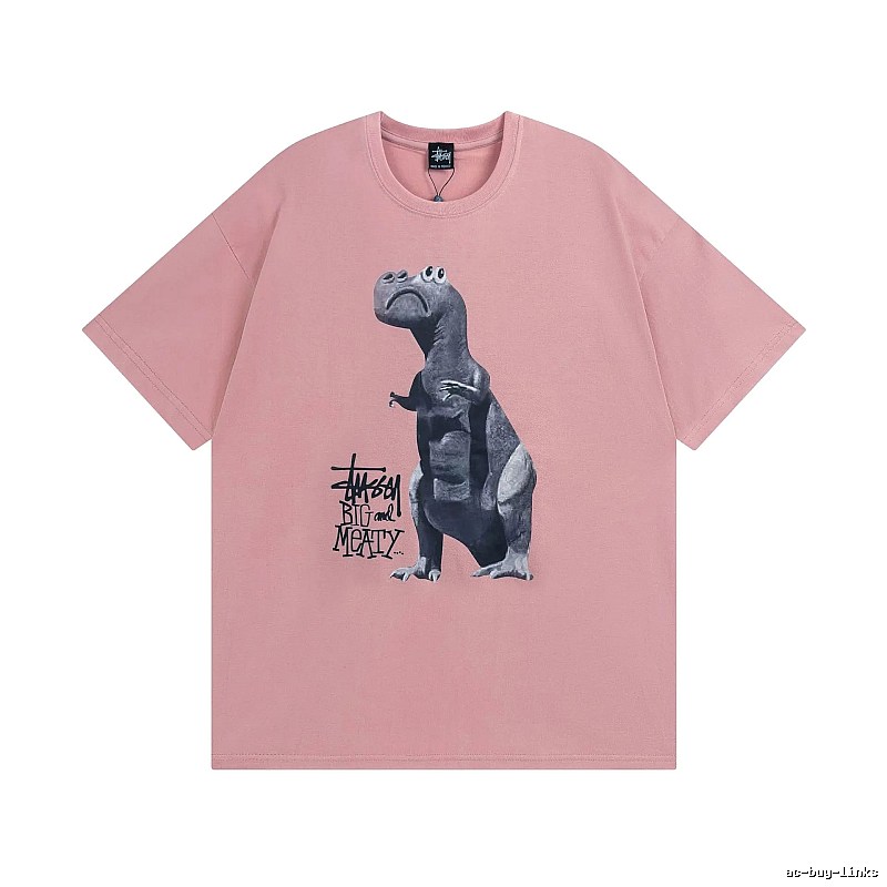 Stussy Pink Spider Graphic T-Shirt Easy Pairing Logo