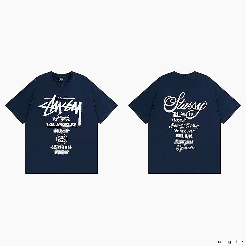 Stussy Simple Logo Finish Spider Graphic T-Shirt Minimal Look