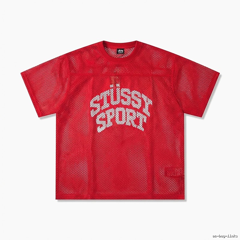 Stussy Sport series red trendy short-sleeved shirt.