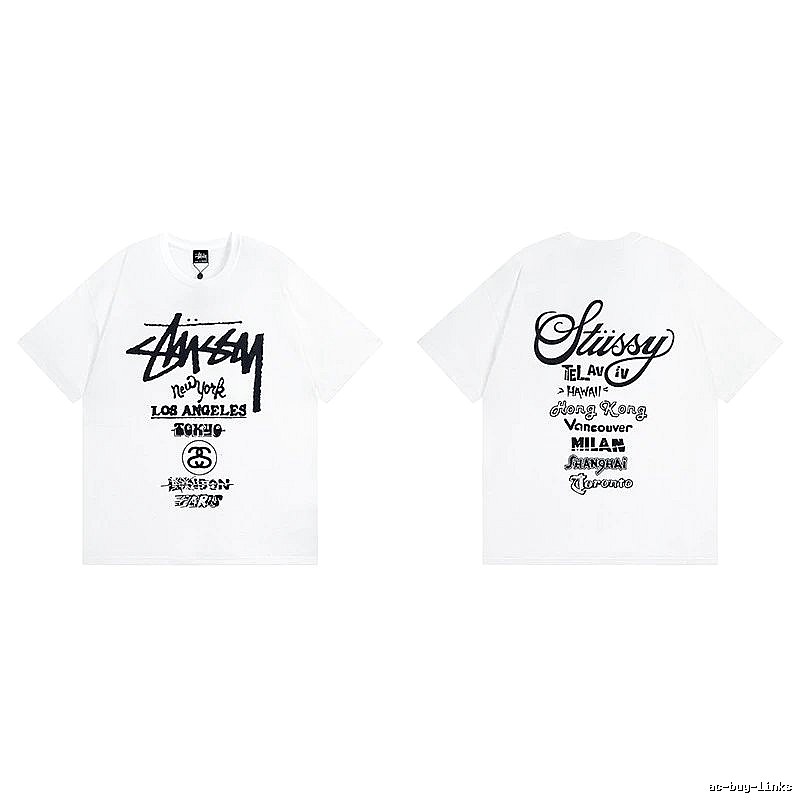 Stussy White Spider Graphic T-Shirt Travel Pack Logo