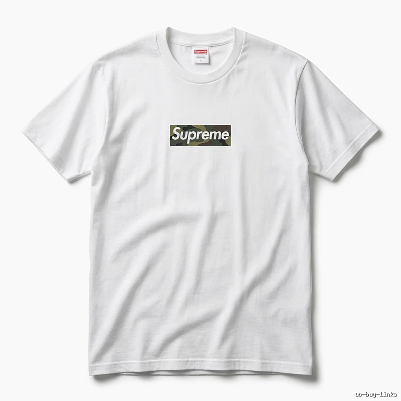 Supreme camouflage-style white T-shirt