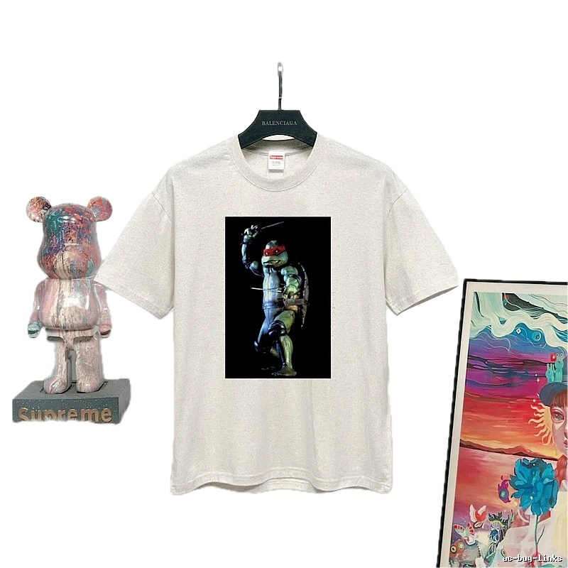 Supreme x Teenage Mutant Ninja Turtles Co-branded Street Style Off-white T-shirt