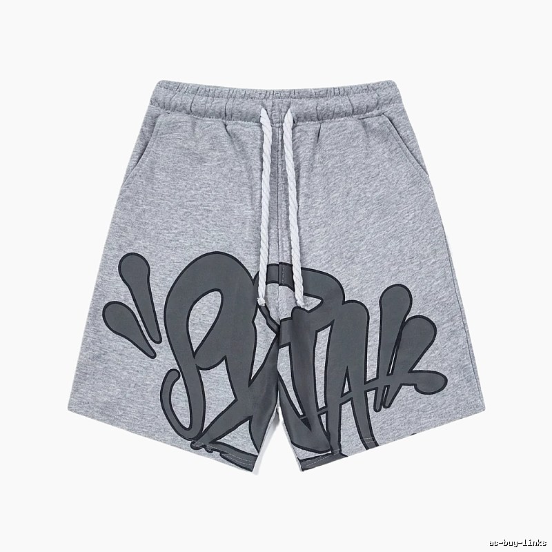 SynaWorld graffiti-style gray shorts