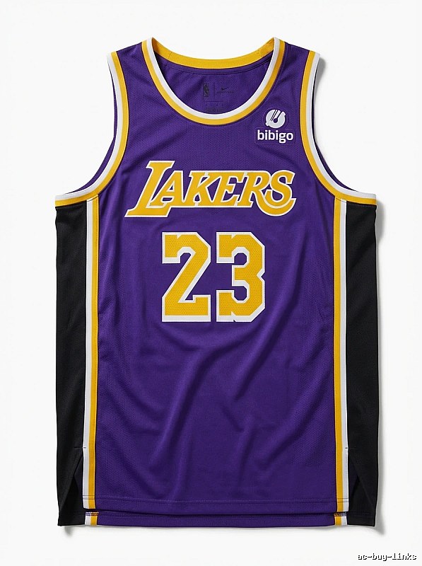 The retro-style No. 23 jersey of the Los Angeles Lakers.