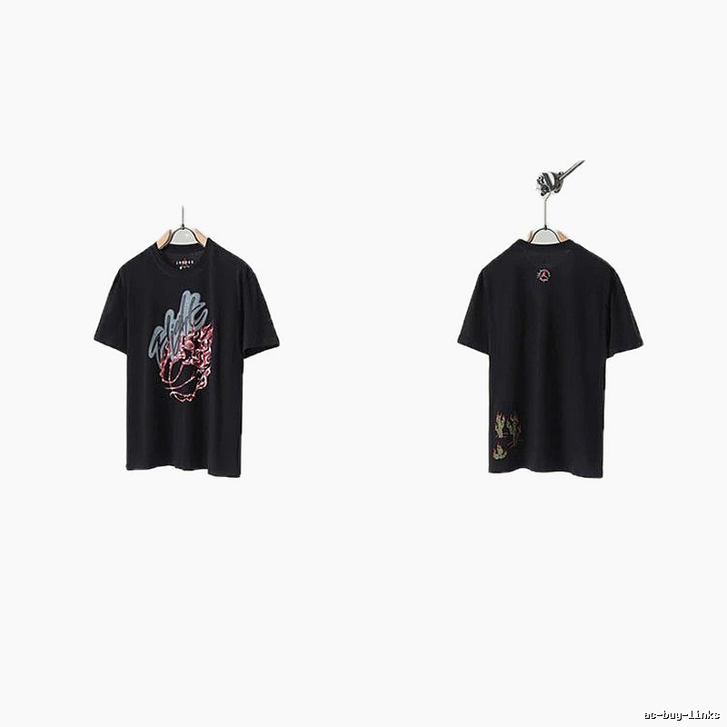 Travis Scott x Air Jordan Graffiti-style Black Short-sleeve T-shirt
