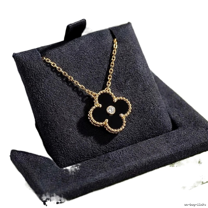 Van Cleef & Arpels Alhambra Black Flower Necklace